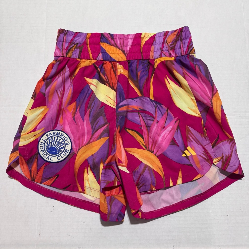 Adidas x Farm Rio Women Tropical Floral Shorts‎ Pink Purple Bird of Paradise S